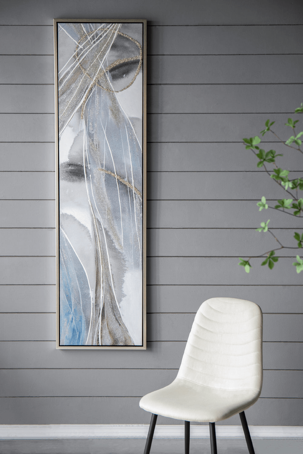 Set of 2 Elongated Modern Abstract Oil Paintings, Wall Art for Living Room Dining Room Bedroom Office Entryway, 20" x 71" - Loomini