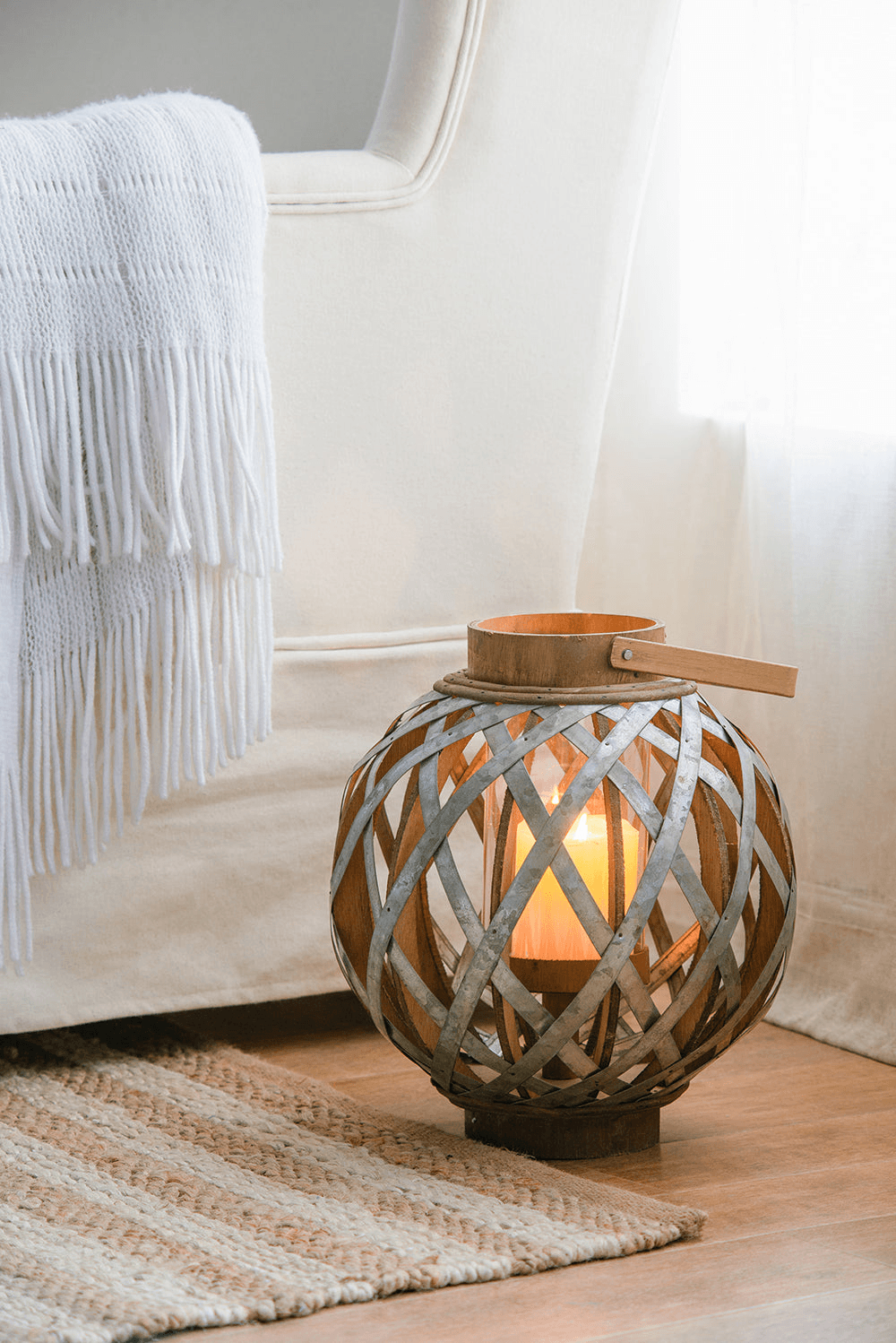 Decorative Lantern with Handle, Wooden Lantern for Indoor Outdoor, Home Garden Wedding - Loomini