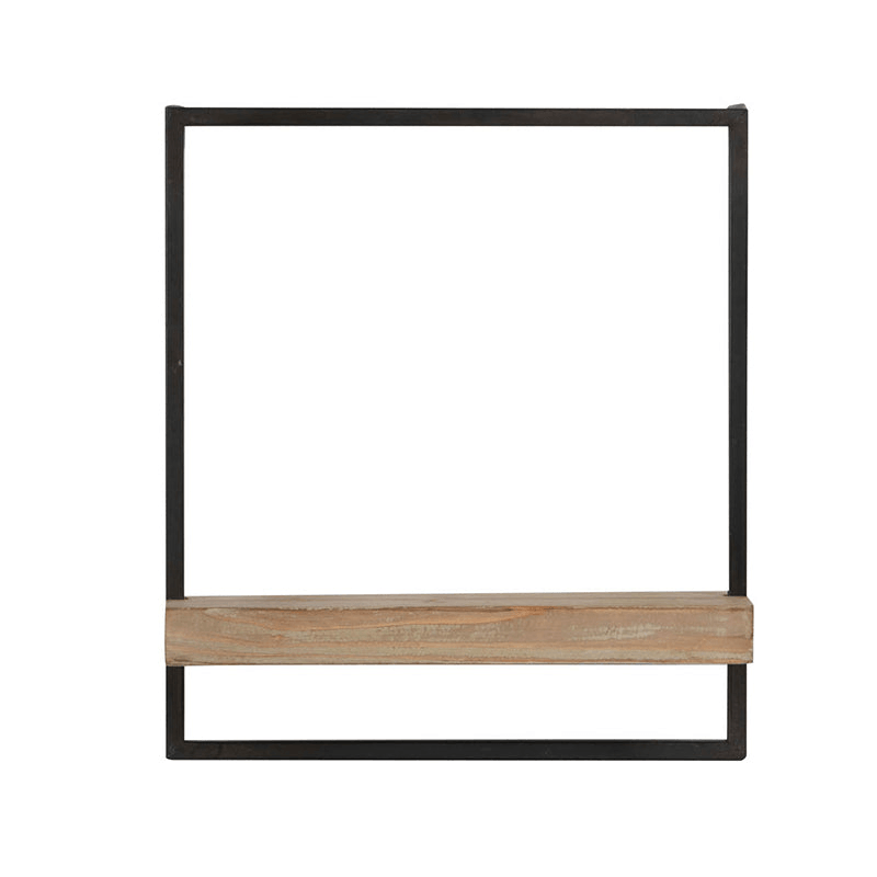 15.5" x 6" x 17.5" Iron and Wood Wall Shelf, Wall Hanging Decor, Home Decor Accent - Loomini