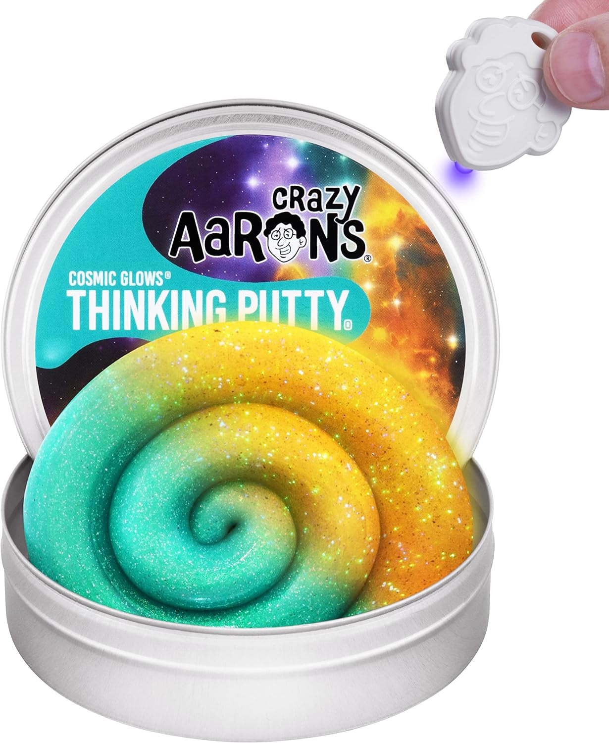 Thinking Putty 4" Tin - Cosmic Star Dust - Multi-Color Sparkle Glow Putty, Soft Texture - Never Dries Out