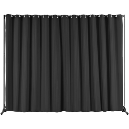 VEVOR Room Divider, 8 ft x 10 ft Portable Panel Room Divider with Wheels Curtain Divider Stand, Room Divider Privacy Screen for Office, Bedroom, Dining Room, Study, Black - Loomini