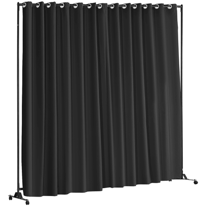 VEVOR Room Divider, 8 ft x 10 ft Portable Panel Room Divider with Wheels Curtain Divider Stand, Room Divider Privacy Screen for Office, Bedroom, Dining Room, Study, Black - Loomini