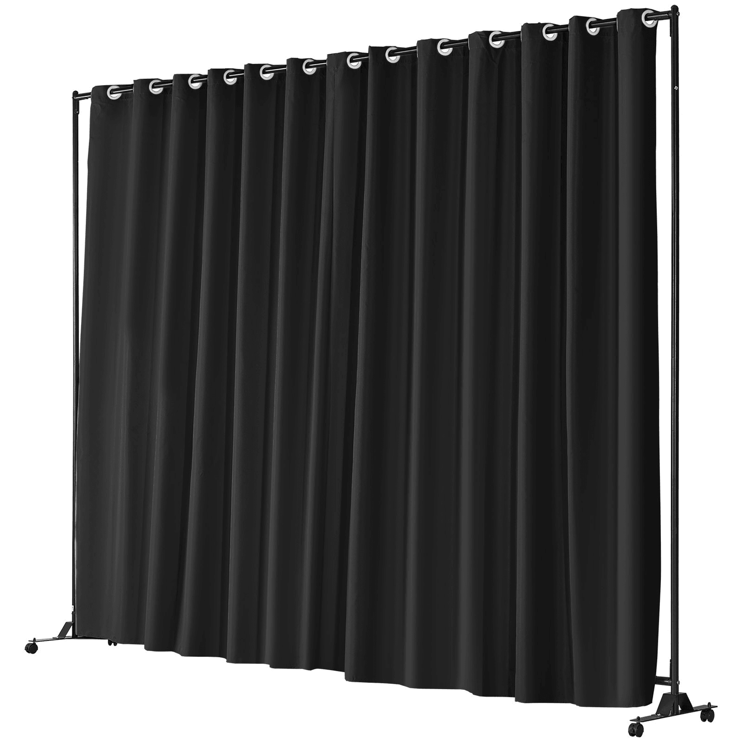 VEVOR Room Divider, 8 ft x 10 ft Portable Panel Room Divider with Wheels Curtain Divider Stand, Room Divider Privacy Screen for Office, Bedroom, Dining Room, Study, Black - Loomini