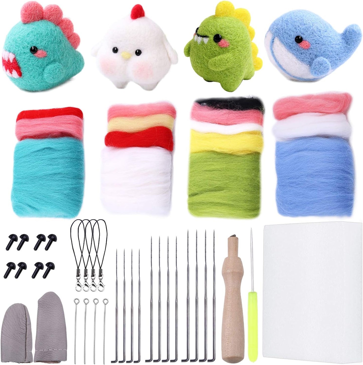 Needle Felting Starter Kit, Complete Needle Felting Tools, Needle Felting Kit with Felting Needles, Instructions, Felting Foam Mat, and Other Tools, for Adults Beginner Supplies DIY Crafts