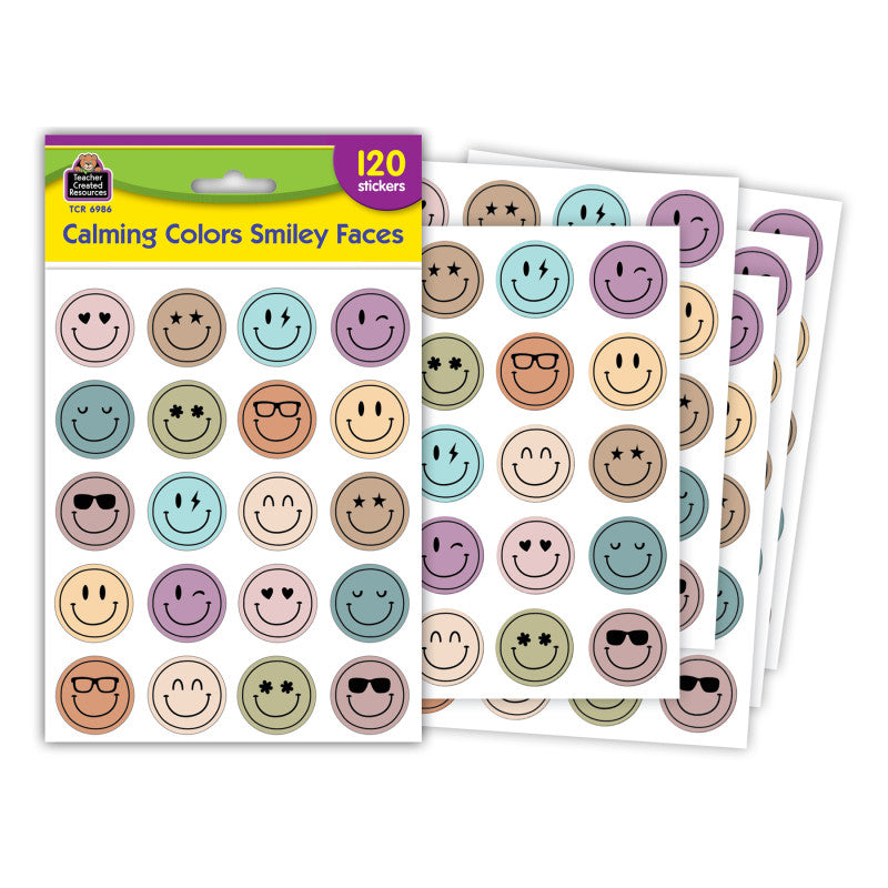 Calming Colors Smiley Faces Stickers, Pack of 120