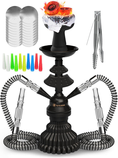 Hookah set with everything   Hookah Set 2 Hose Hookah – LilOne 12” Black Mini