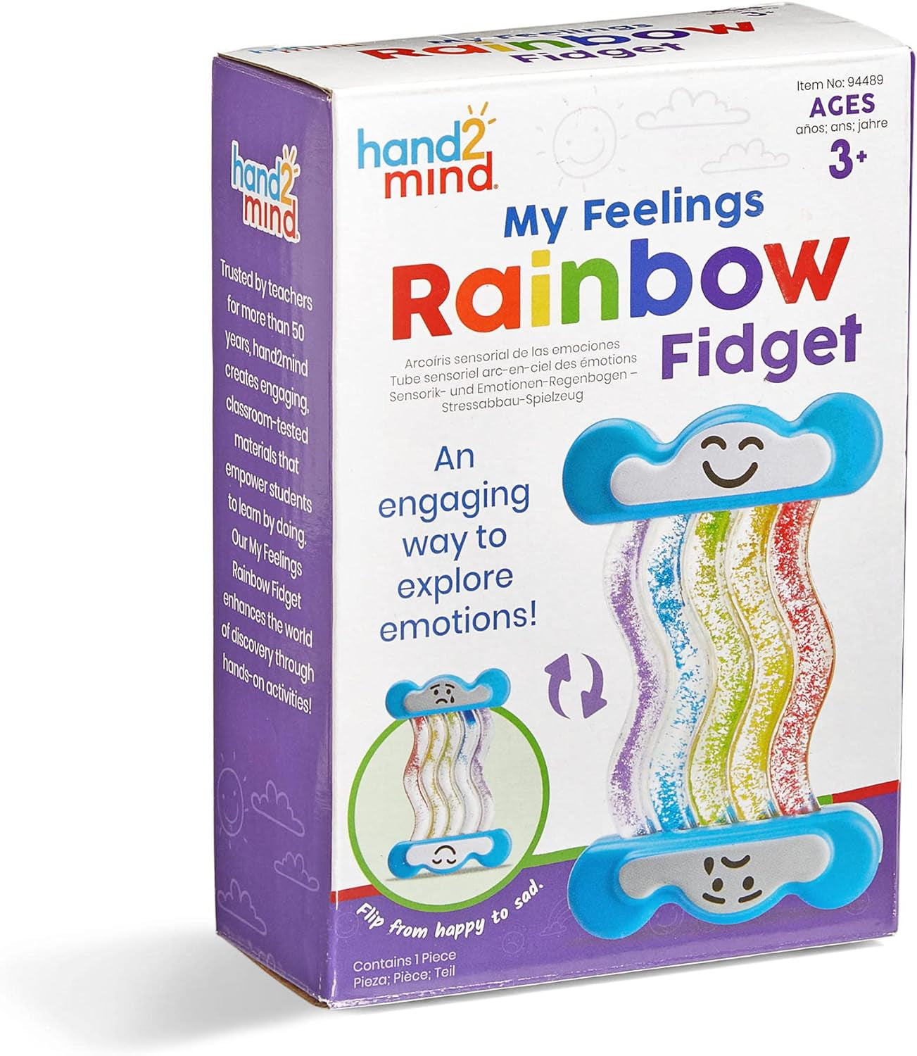 My Feelings Rainbow Fidget Tube, Mindfulness for Kids, Stress Toys for Kids, Sensory Play Therapy Toys, Calm down Classroom, Calming Corner Items Kids, Social Emotional Learning Activities