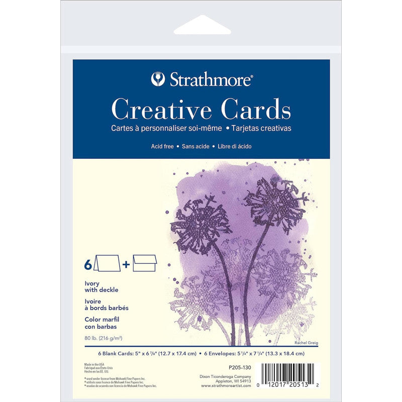 Creative Cards & Envelopes, Ivory with Deckle Edge, Full Size, 5x6.875 inch, 6 Pack