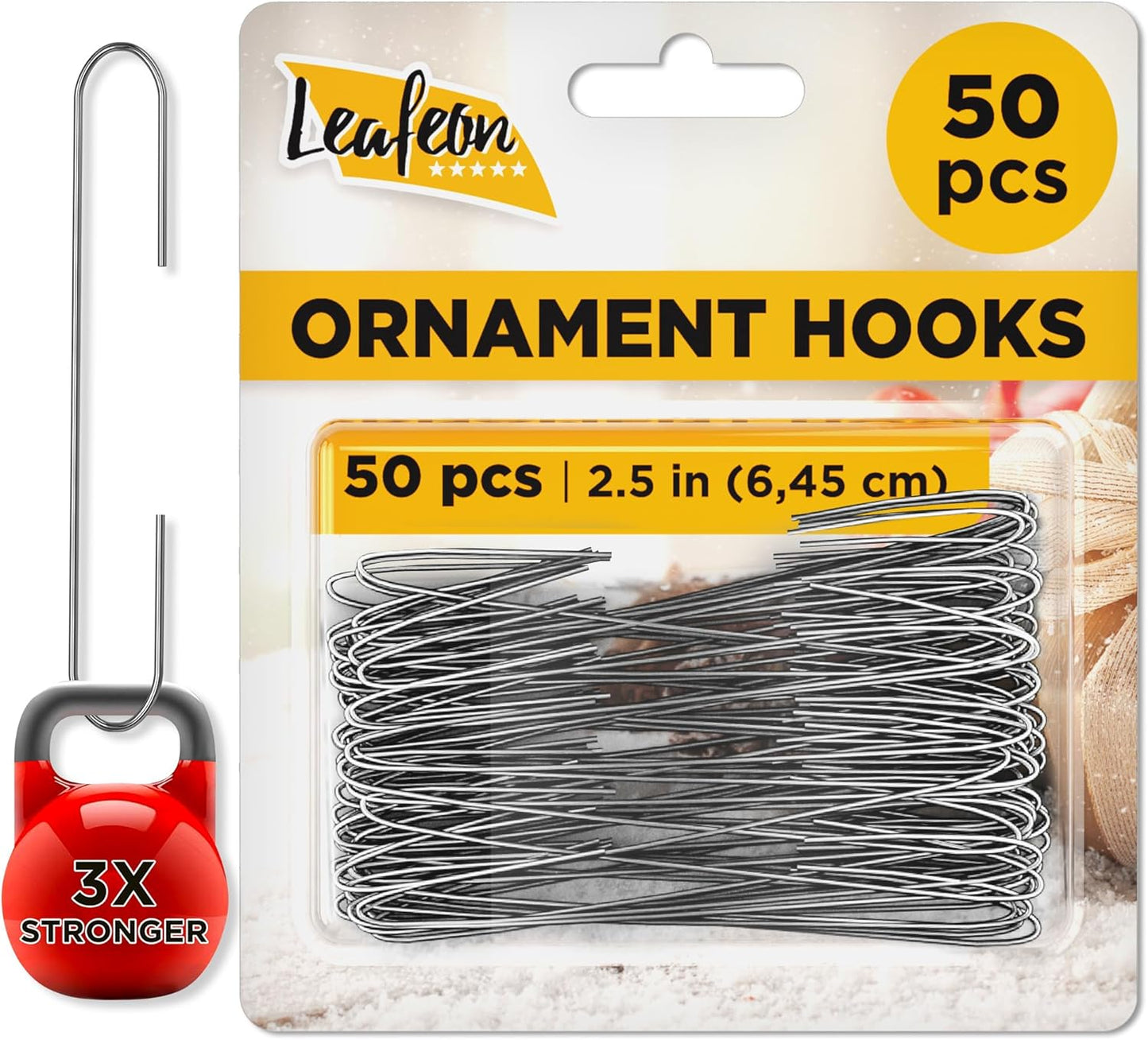 50 Pack Christmas Ornament Hooks – Great Ornament Hangers for Christmas Tree Decoration (Silver)