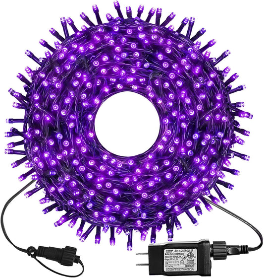 300 LED Purple Halloween Lights, 99FT Connectable 8 Lighting Modes Plug in Fairy Lights, Waterproof for Outdoor, Halloween Christmas Wedding Party Garden Decorations (Purple