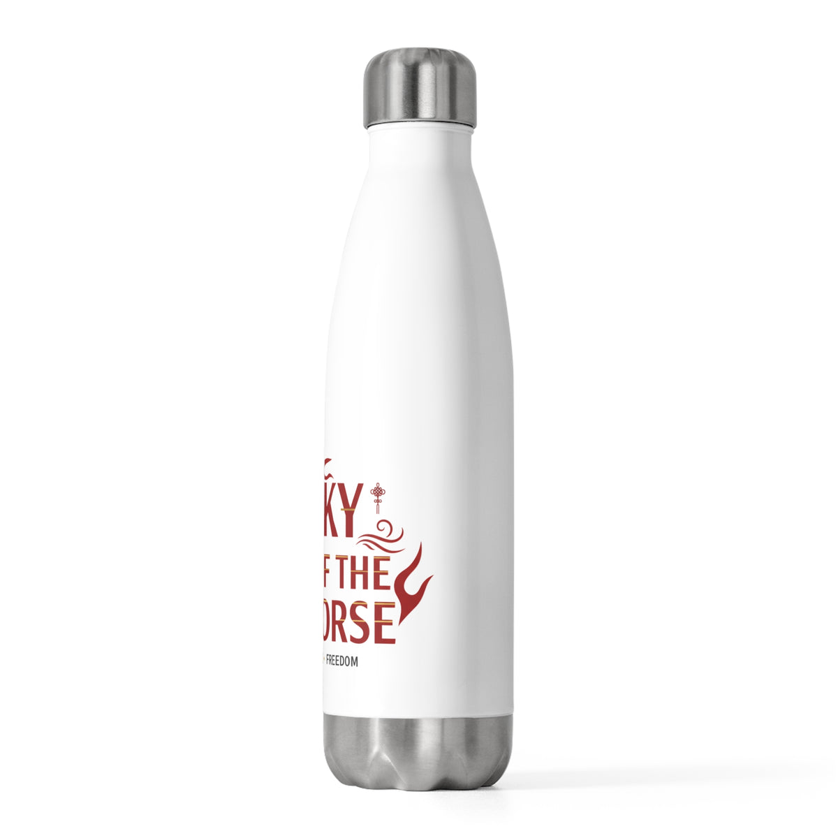 Lucky Ji Fire Horse 2026 | 20oz Insulated Stainless Steel Tumbler Bottle | Lunar New Year Gift for Family & Teachers | Red Gold