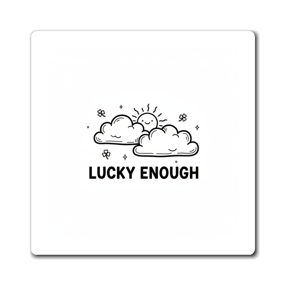 Lucky Clouds & Rising Sun | Decorative Fridge Magnet Set for Good Luck | Housewarming & Family Gift | Chicken Scratch Irony Doodle