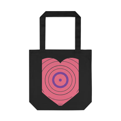 Vinyl Record Heart | Cotton Tote Bag for Music Lovers | Valentine & Galentine Gift for Her, Them, Friends | Y2K Aesthetic