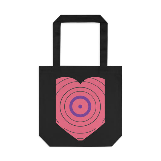 Vinyl Record Heart | Cotton Tote Bag for Music Lovers | Valentine & Galentine Gift for Her, Them, Friends | Y2K Aesthetic