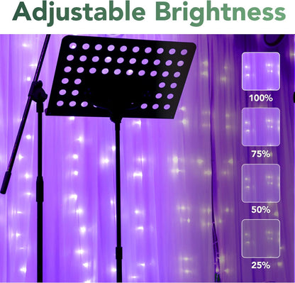 200 Led Hanging Curtain String Lights Indoor Outdoor Waterproof, 6.5 X 9.8 Ft USB Fairy Curtain Lights.8 Modes with Remote Control White