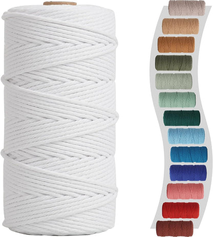 Sage Macrame Cord 3Mm X 220Yards, Colored Cotton Cord, Macrame Rope Macrame Yarn, Colorful Cotton Craft Cord for Macrame Plant Hangers, Macrame Wall Hanging, DIY Crafts