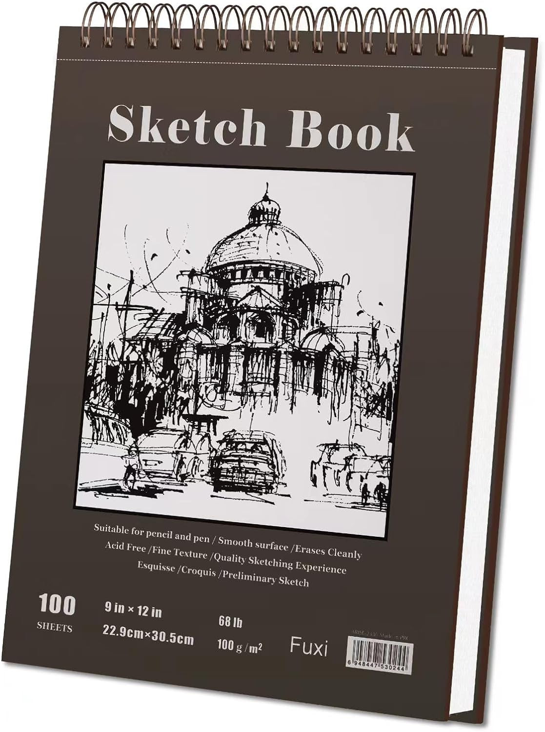 9 X 12 Inches Sketch Book, Top Spiral Bound Sketch Pad, 1 Pack 100-Sheets (68Lb/100Gsm), Acid Free Art Sketchbook Artistic Drawing Painting Writing Paper for Kids Adults Beginners Artists