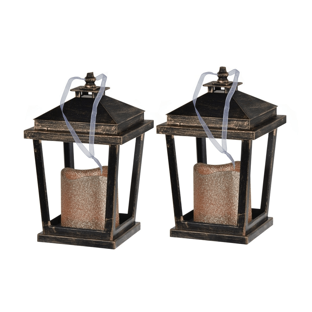 Set of 2 Menifee Lantern with Led Candle, Short 5x5x8.5" - Loomini