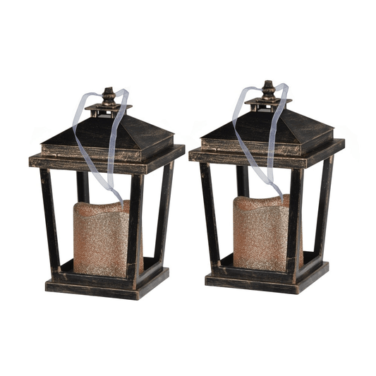 Set of 2 Menifee Lantern with Led Candle, Short 5x5x8.5" - Loomini