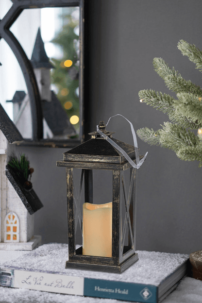 Set of 2 Menifee Lantern with Led Candle, Tall 5x5x11" - Loomini