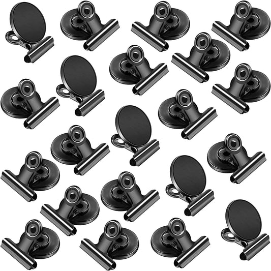 20 Pack Black Fridge Magnets, Refrigerator Magnets, Magnetic Clips Heavy Duty, Magnet Clips for Whiteboard Locker Photo Displays on Home& Office &Teaching