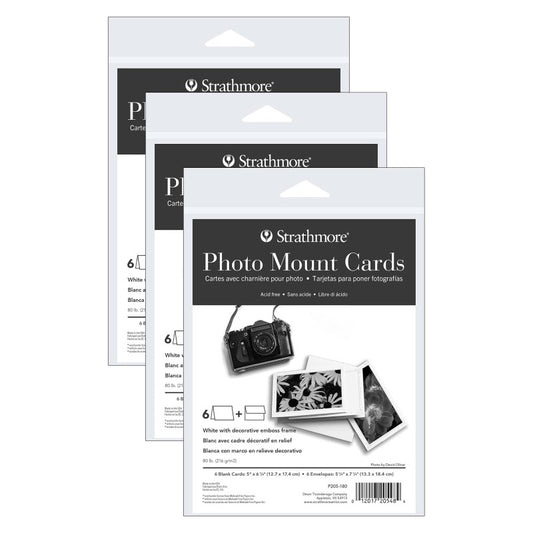 Photo Mount Cards & Envelopes, Decorative Embossed Border, Full Size, 5x6.875 inch, 6 Per Pack, 3 Packs