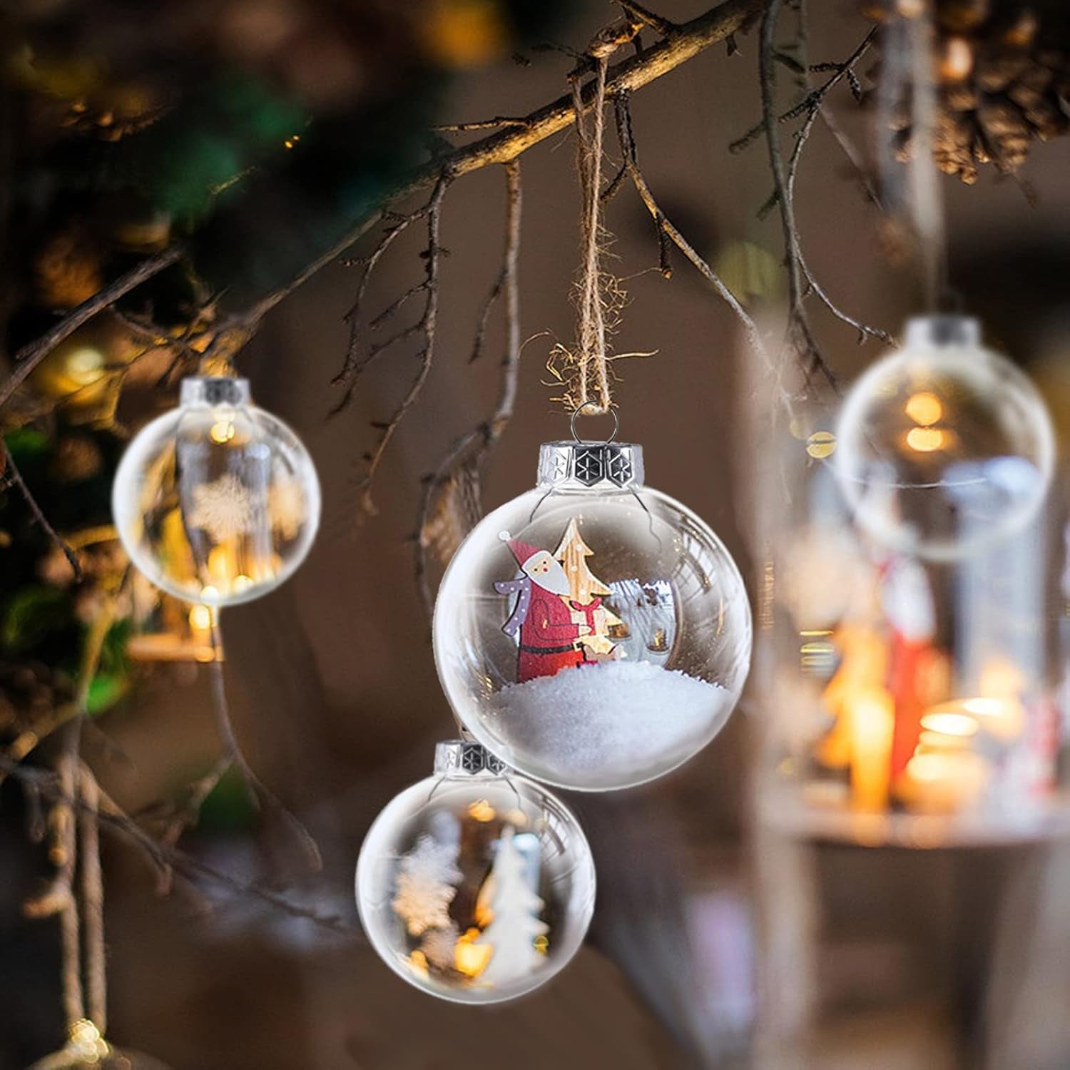 Clear Plastic Ornament Balls,Diy Fillable Christmas Ornaments Balls,Clear Plastic Fillable Ornament Ball - 12 PCS (Silver/3.15 Inch)