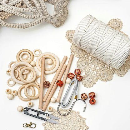 Macrame Kit - 227Pc Macrame Wall Hanging Kit. Macrame Plant Hanger Kit Supplies 225Y Macrame Cord 3Mm Beads Wood Dowels Rings E Book. Macrame Starter Set Hanging Plant DIY Craft Kits Adults Beginners