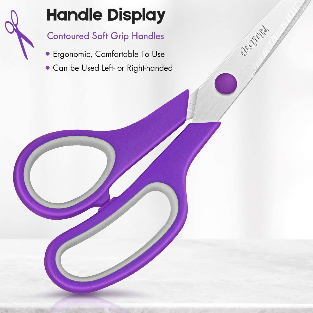 Scissors Bulk Set of 5-Pack,  8" Multipurpose Sharp Sewing Craft Fabric Scissors for Office Home High/Middle School Student Office Teacher Art Supplies, Soft Comfort-Grip Right/Left Handles