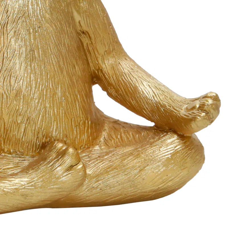 7" Yoga Meditation Dog Figurine - Gold Polyresin Decorative Statue for Home, Office, Patio, Garden, Indoor Decor, Yoga Studio, Yogi Gift Idea