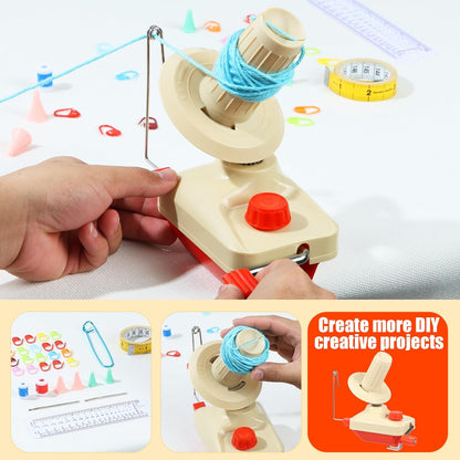 Yarn Ball Winder Set Portable Hand Operated Reusable Low Noise Wool Winder with Positioning Buckle Scissors Manual Wool String Winder Lightweight Wool Winder for Wool Yarn Craft