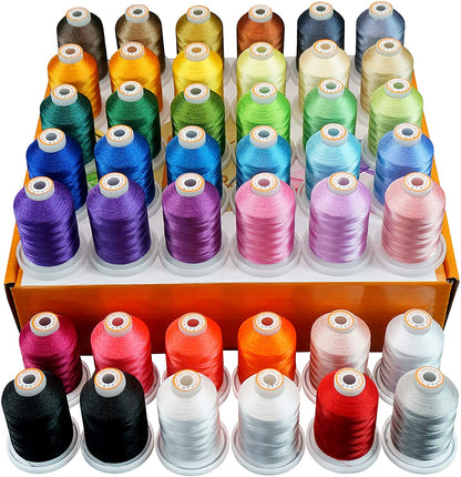 64 Spools 1000M (1100Y) Polyester Embroidery Machine Thread Kit for Professional Embroiderer and Beginner