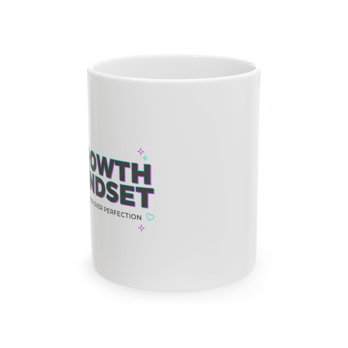 Growth Over Everything | 11oz Ceramic Coffee Mug, Growth Mindset | Galentine’s & Friend Gift | Aesthetic Valentine Pastel Plant
