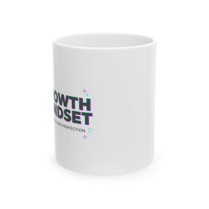 Growth Over Everything | 11oz Ceramic Coffee Mug, Growth Mindset | Galentine’s & Friend Gift | Aesthetic Valentine Pastel Plant