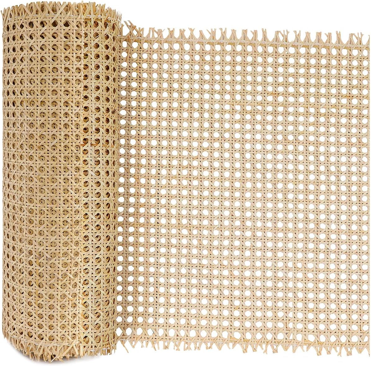 16" X5Ft Natural Rattan Cane Webbing, Woven Open Mesh Cane Net Roll for DIY Caning Furniture Decor Projects: Chair, Cabinet, Ceiling and Door(59X17 In)