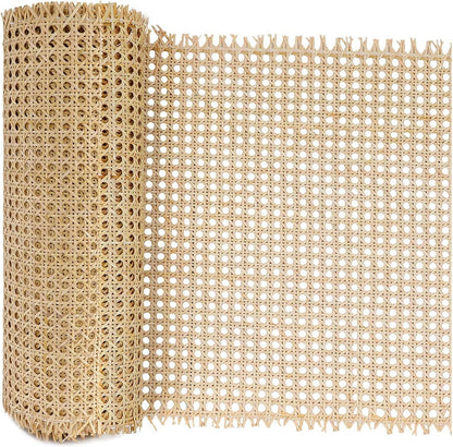 16" X5Ft Natural Rattan Cane Webbing, Woven Open Mesh Cane Net Roll for DIY Caning Furniture Decor Projects: Chair, Cabinet, Ceiling and Door(59X17 In)