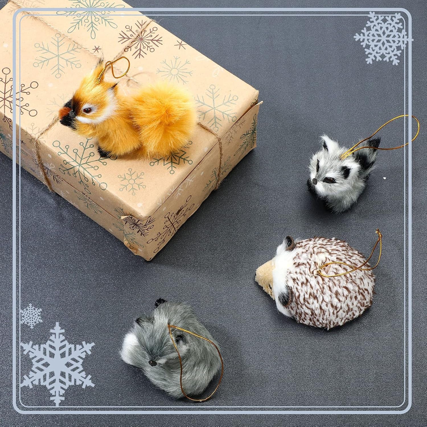 15 Pieces Animal Ornaments, Woodland Faux Fur Animal Hanging Ornament Bulk Plush Simulation Animal Fall Christmas Tree Ornaments for Home Backpack Party Holiday Decoration(Various Animals)