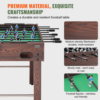 VEVOR Foosball Table, 48 inch Standard Size Foosball Table, Indoor Full Size Foosball Table for Home, Family, and Game Room, Soccer with Foosball Table Set, Includes 2 Balls and 2 Cup Holders - Loomini