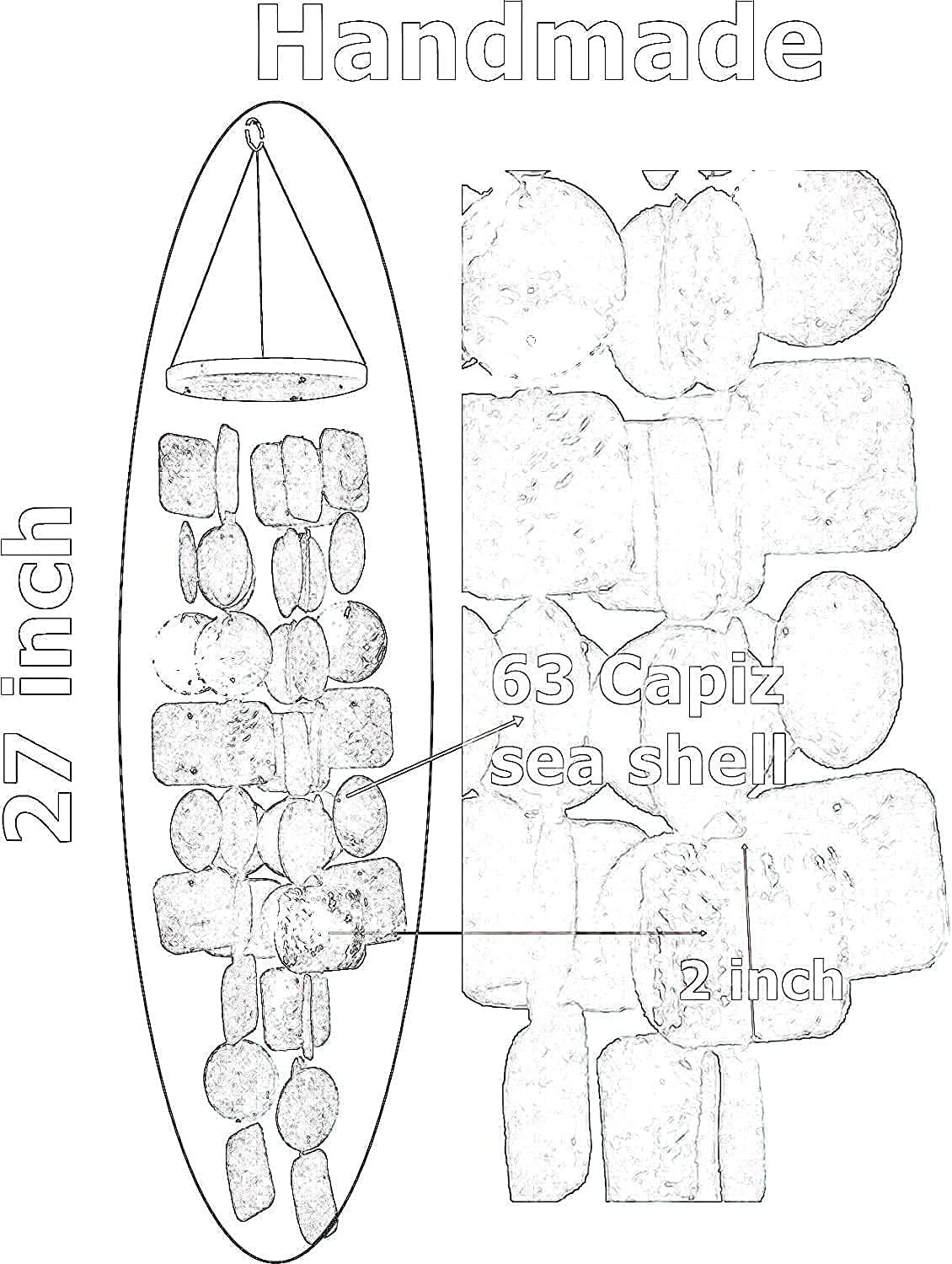 24834 Outdoor Wind Chimes, American Flag Patriotic Stars Stripes Blue Red White USA Windchimes Memorial Sympathy Gift Bereavement 4 July outside Home Decor Garden Patio Yard Seashell 27Inch