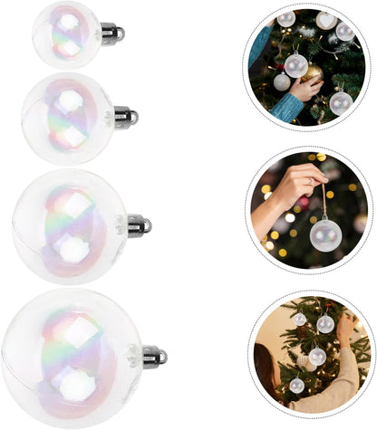 18Pcs Christmas Ball Ornaments Clear Iridescent Christmas Tree Baubles Shatterproof Tree Balls for DIY Xmas Party Birthday Wedding Decor (Transparent)