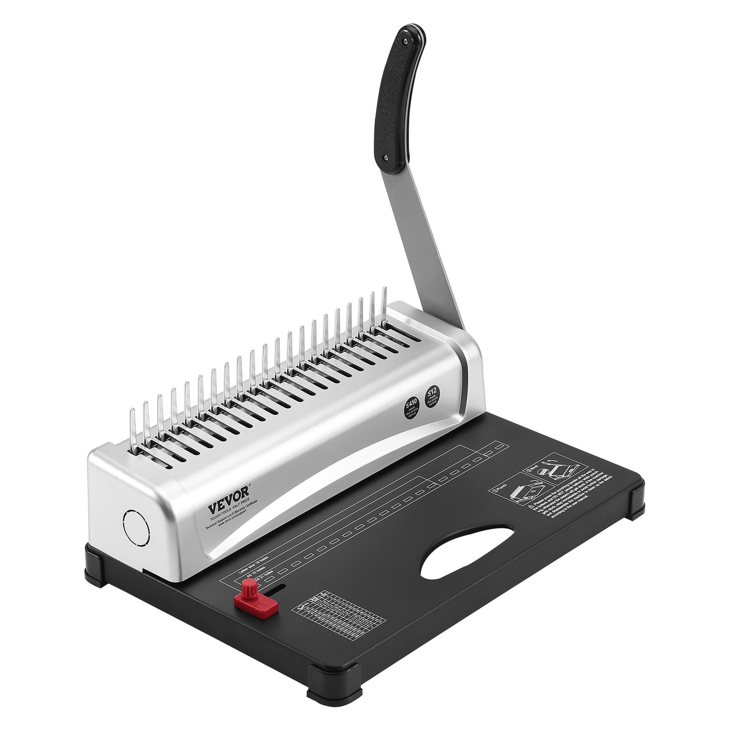 VEVOR Binding Machine, Comb Binding Machine 21-Holes Binding 450 Sheets, Book Binder Machine with 100 PCS 3/8'' Comb Binding Spines, for Letter Size, A4, A5 - Loomini