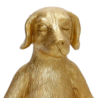 7" Yoga Meditation Dog Figurine - Gold Polyresin Decorative Statue for Home, Office, Patio, Garden, Indoor Decor, Yoga Studio, Yogi Gift Idea