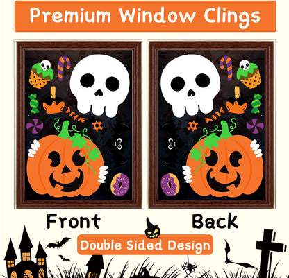 6 Pcs Halloween Window Clings Halloween Window Decorations Cute Pumpkin Ghost Halloween Window Stickers Halloween Window Decals for Halloween Party Decorations