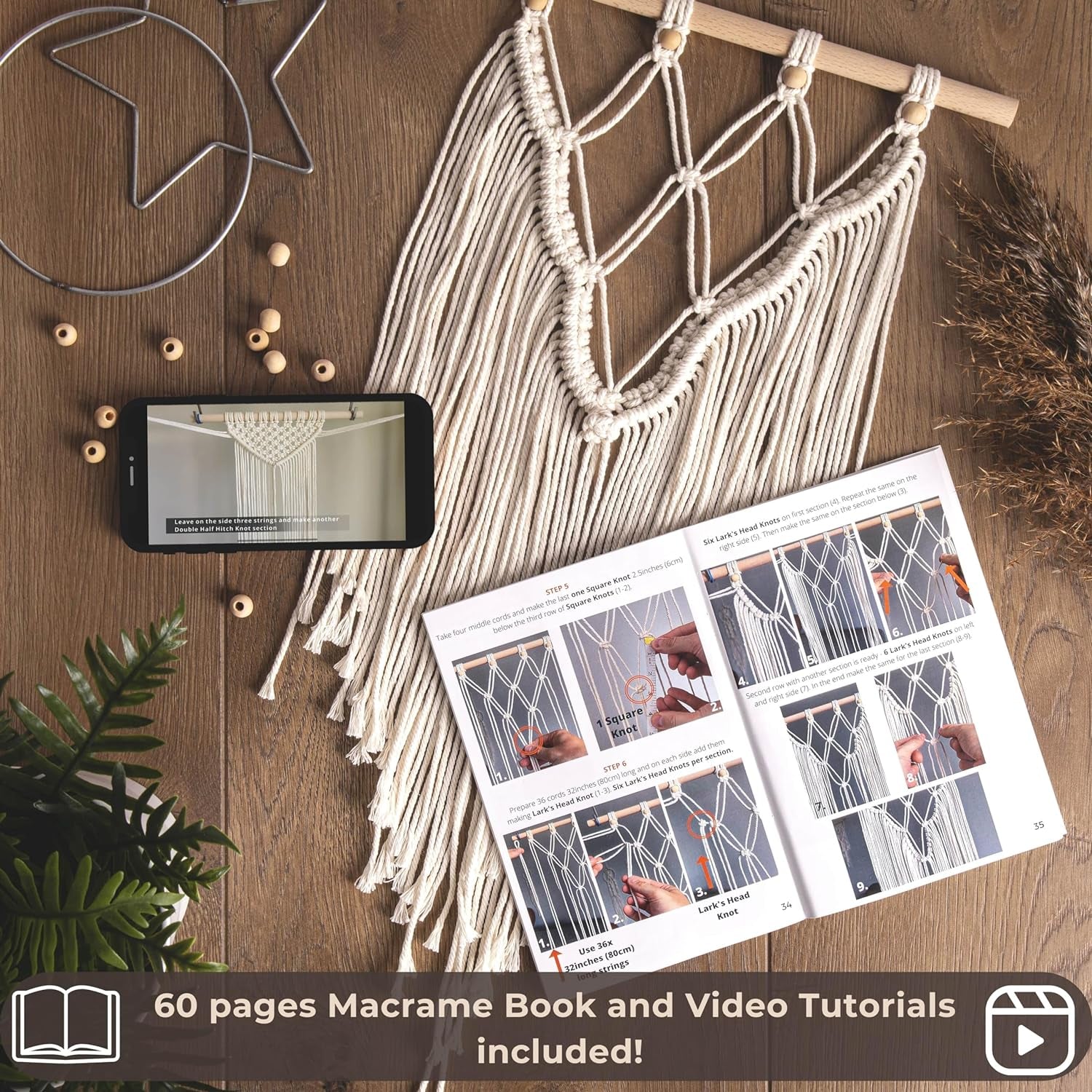 Macrame Kits for Adults Beginners with 112 Macrame Supplies and 5 Projects Book: DIY Macrame Kit Includes 165 Yards Macrame Cord with Craft Supplies & Materials to Start Macrame!