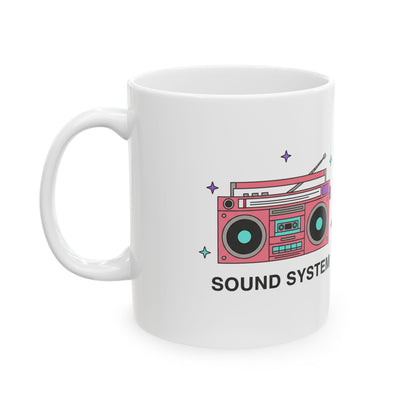 Boombox Heart Retro | 11oz Ceramic Coffee Mug for Music Lovers | Valentine & Galentine Gift | Y2K Pink Chrome Aesthetic