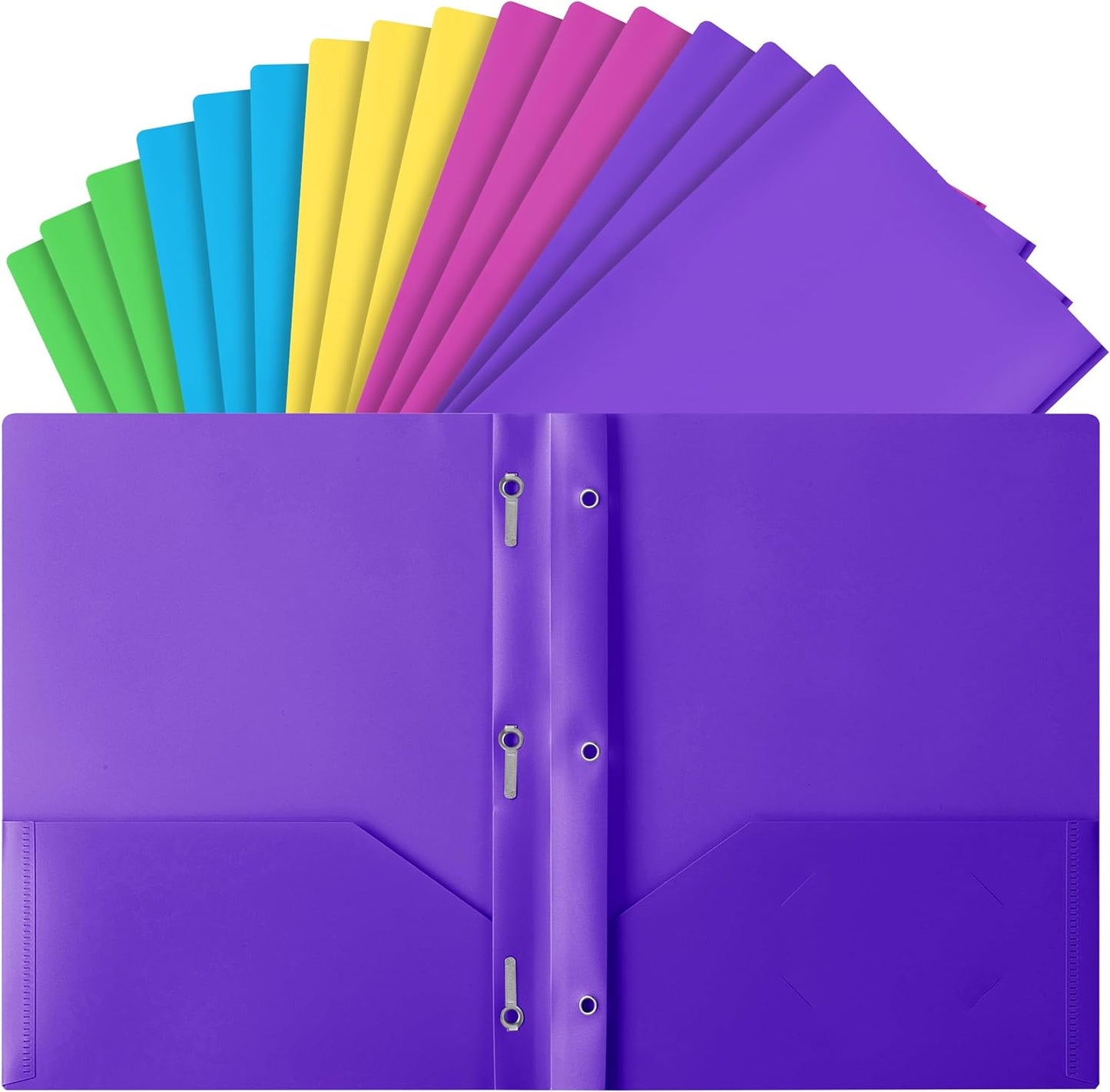 - Plastic Folders with Pockets and Prong, 5 Pack, Muted Pastel Colors, Pocket Folders, File Fasteners, 2 Folder, Two