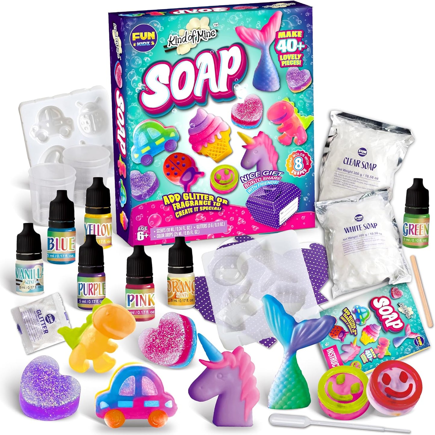 Kids Soap Kit, Funkidz Soap Making Kit for Kids All Ages DIY Crafts Kits STEM Science Activity Gift for Girls and Boys