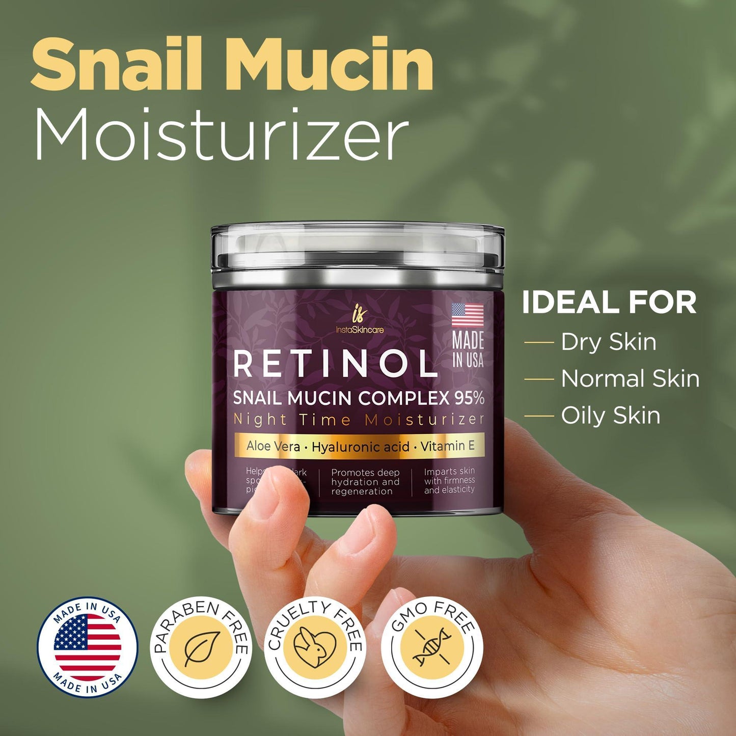 Snail Mucin Moisturizer Cream   Day and Night Moisturiser for Face   Snail