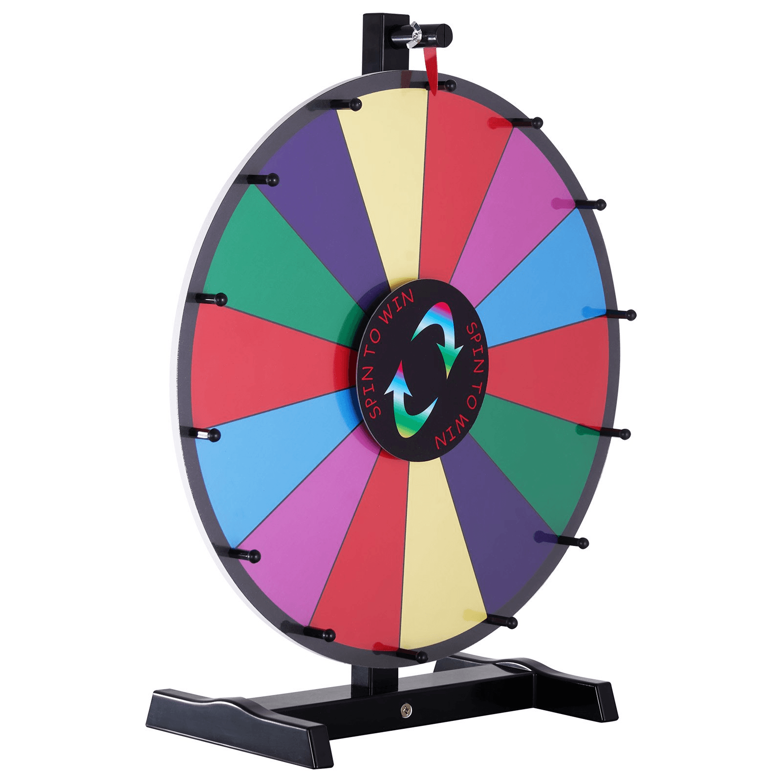 VEVOR 18 inch Spinning Prize Wheel, 14 Slots Tabletop Spinner, Heavy Duty Roulette Wheel with a Dry Erase and 2 Markers, Win Fortune Spin Games in Party Pub Trade Show Carnival - Loomini