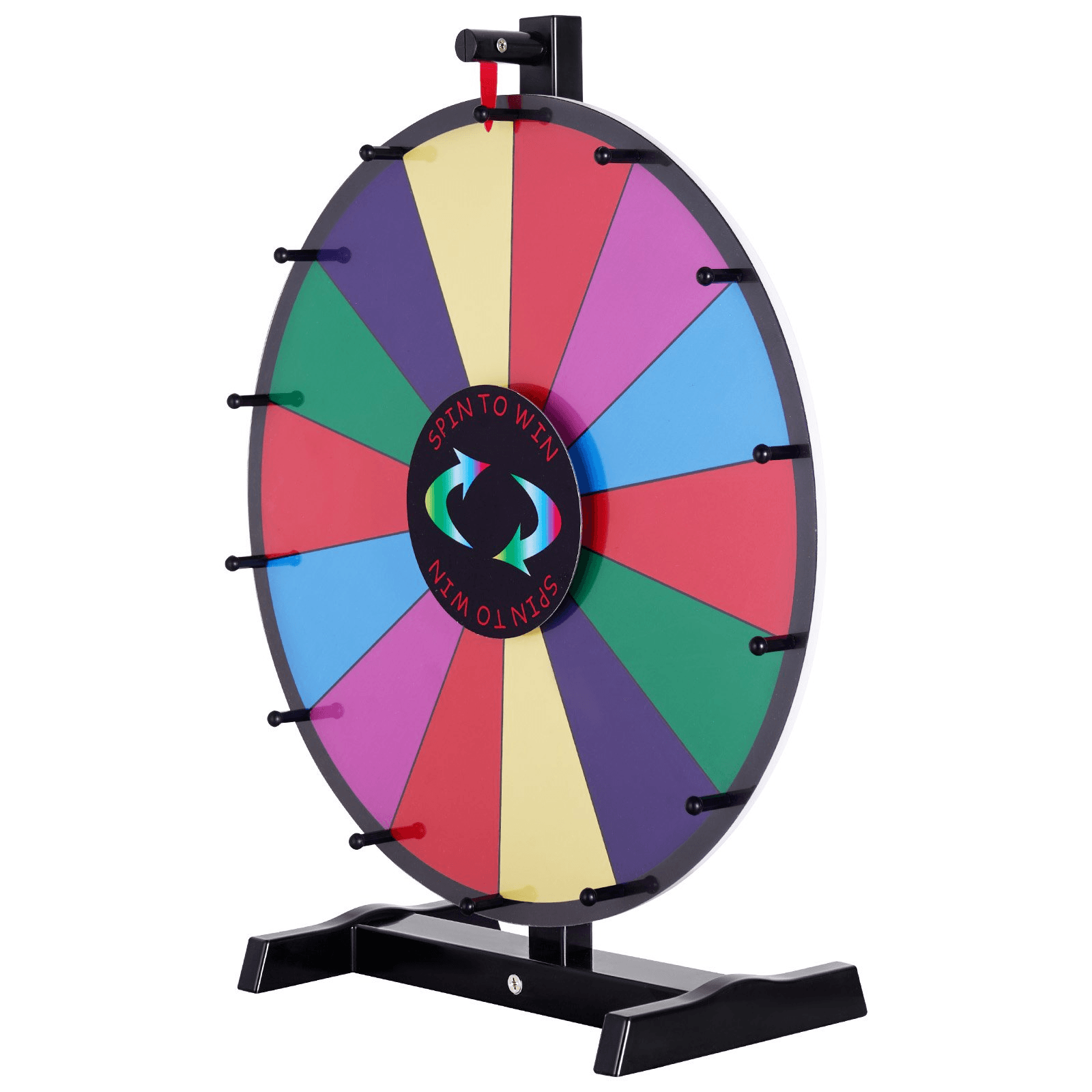 VEVOR 18 inch Spinning Prize Wheel, 14 Slots Tabletop Spinner, Heavy Duty Roulette Wheel with a Dry Erase and 2 Markers, Win Fortune Spin Games in Party Pub Trade Show Carnival - Loomini